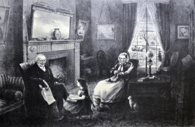 Currier & Ives Illustration 19. Jahrhundert. Die vier Jahreszeiten des Lebens: Alter, die Jahreszeit der Ruhe